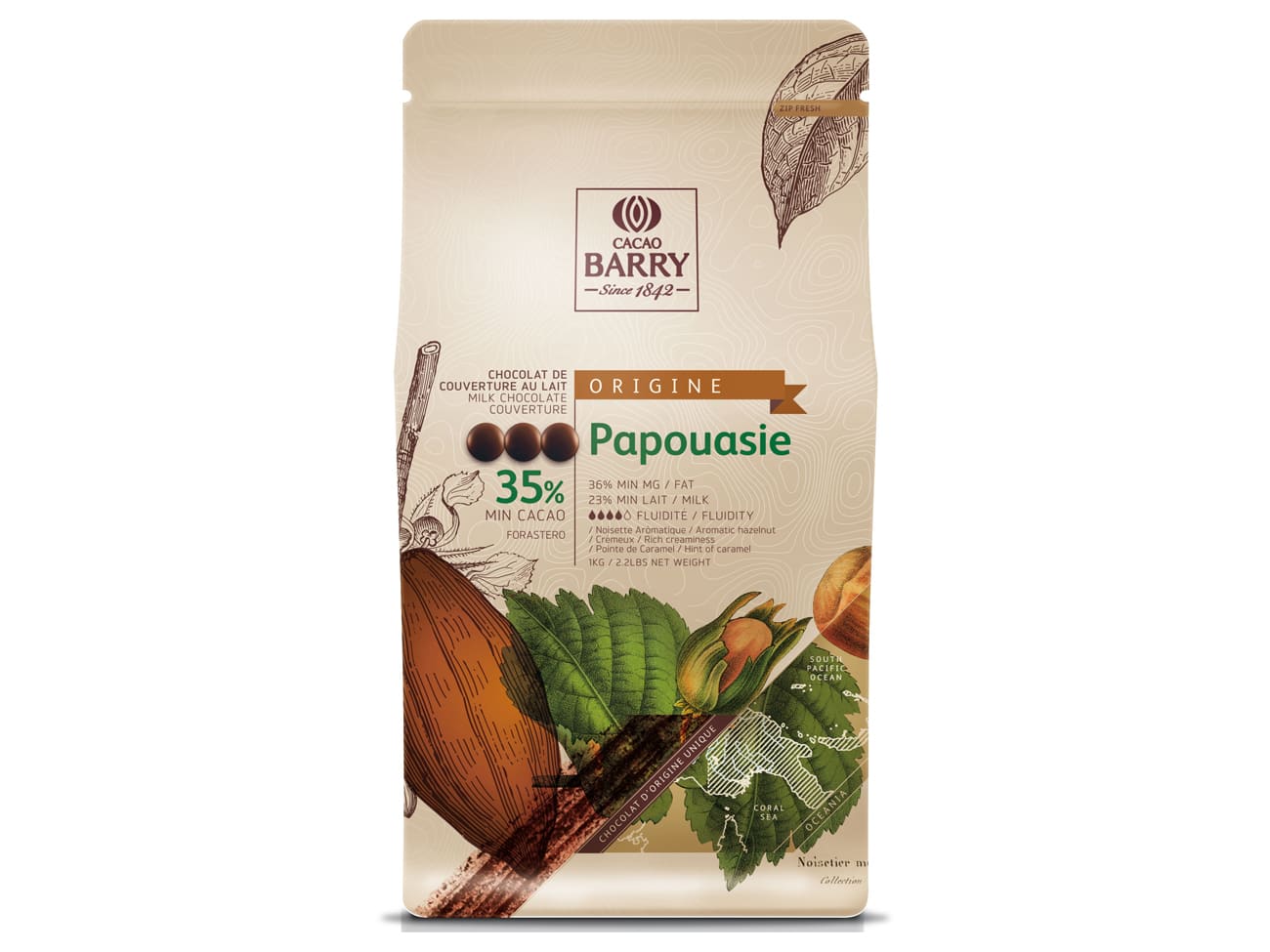 Chocolat au lait Papouasie 35% - 1 kg - Cacao Barry
