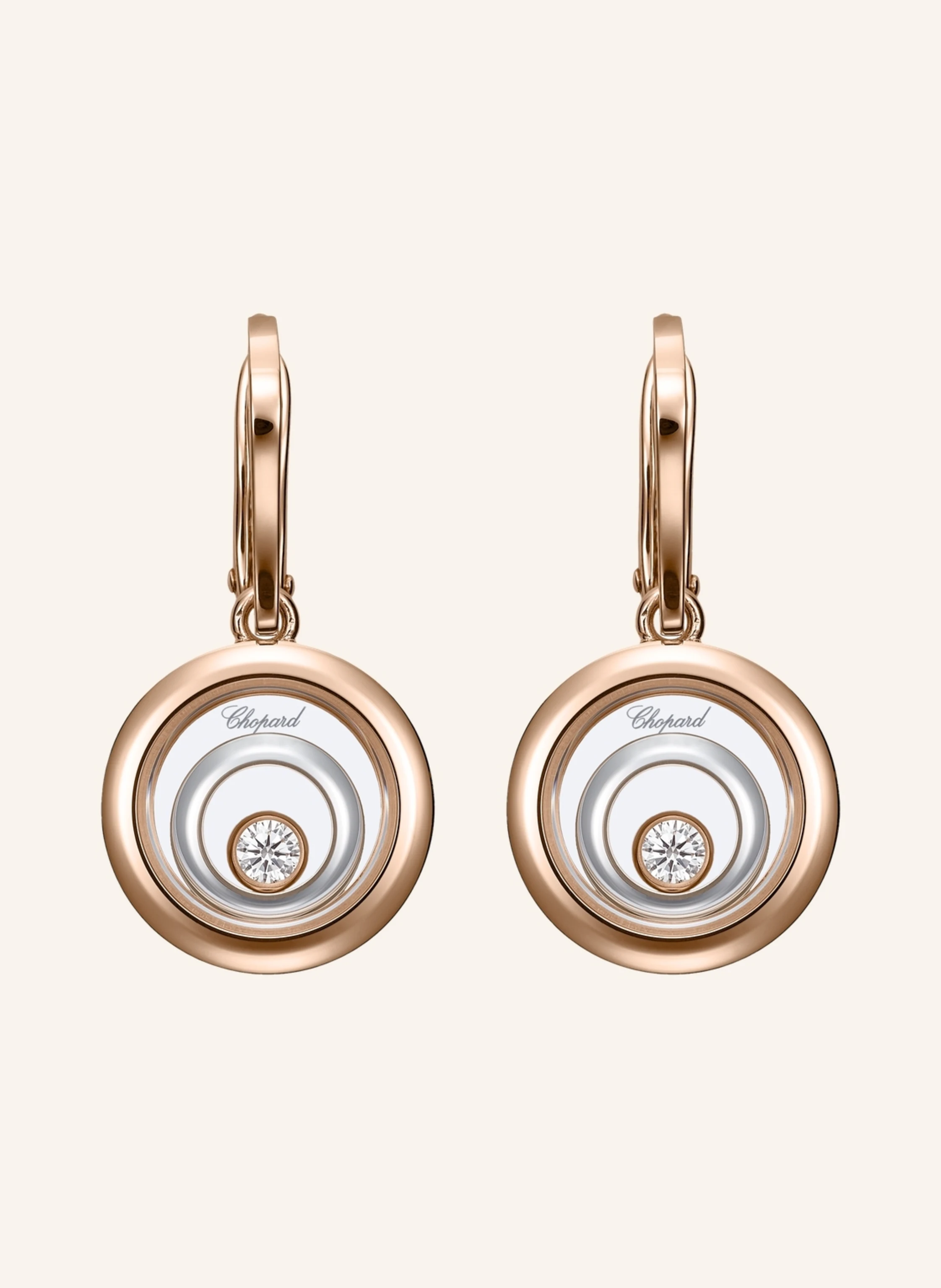 Chopard Ohrring HAPPY SPIRIT Ohrringe aus 18 Karat Roségold, aus 18 Karat Weißgold und Diamanten