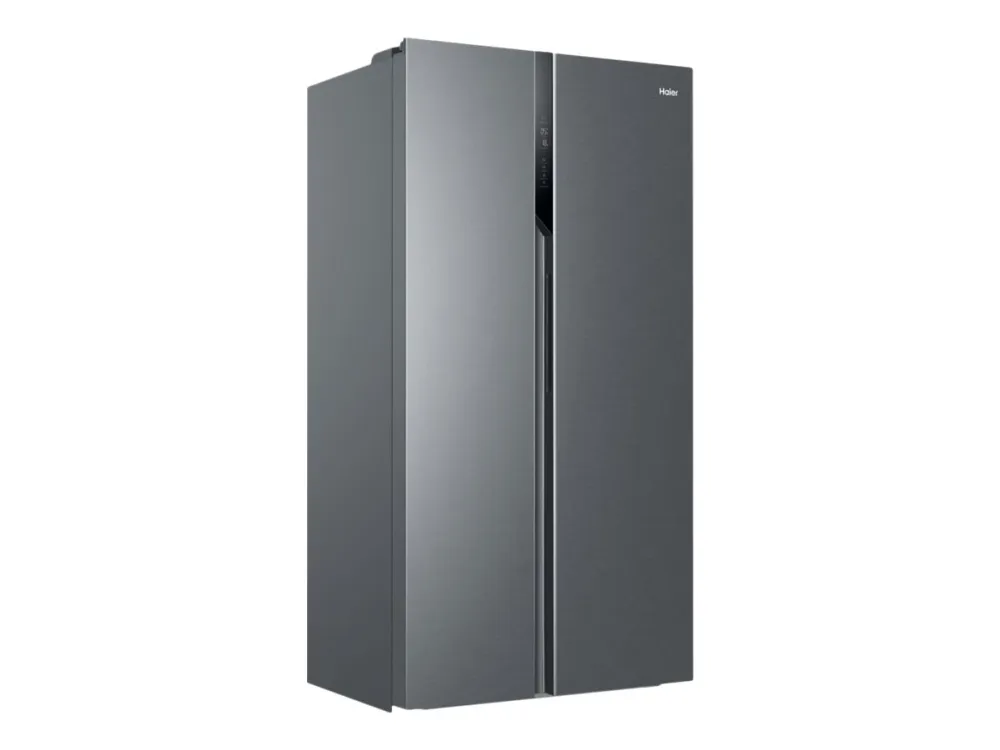 Haier Série 3 HSR3918ENPG - Køleskab/fryser - side-by-side - bredde: 90.8 cm - dybde: 64.7 cm - højde: 177.5 cm - 528 liter - Klasse E - blid sølv