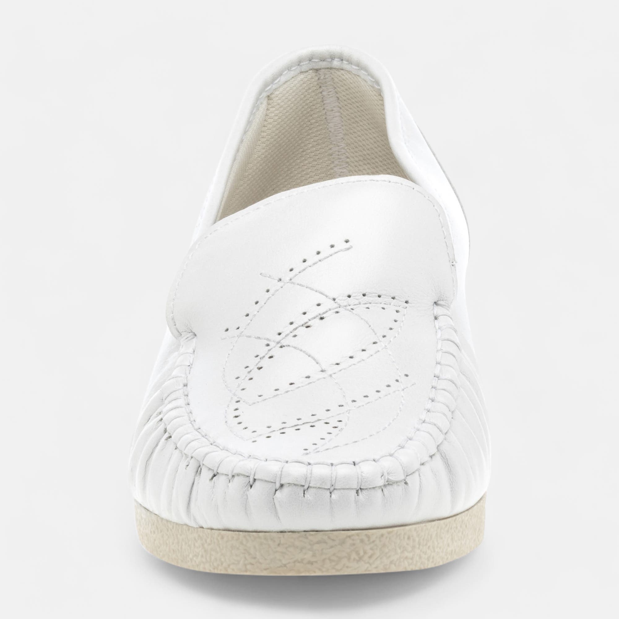 Mocassins pieds sensibles Femme en cuir blanc