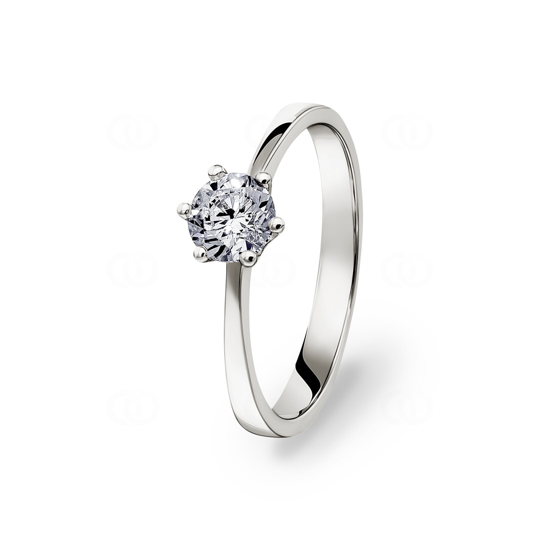 Verlobungsring 750/18 K Weissgold mit Diamant 0.51 ct H/si
