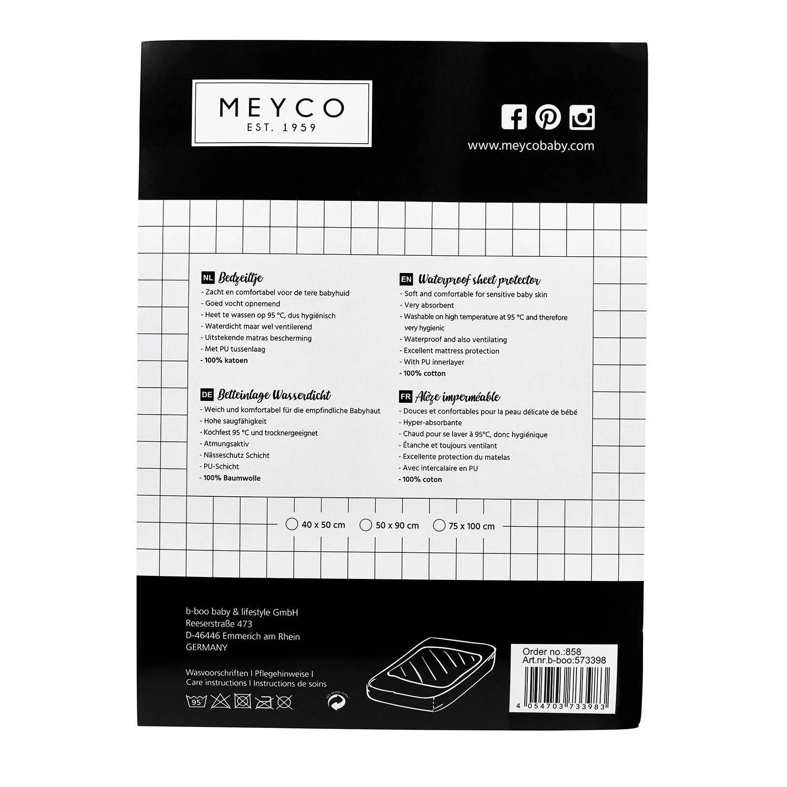 Meyco katoenen molton bedzeil 40x50 cm (set van 2)