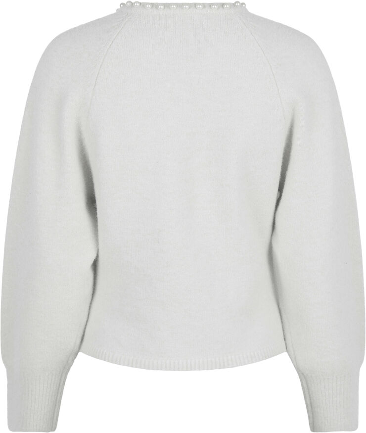 Neo Noir Lilly Pearl Knit Cardigan Light grey melange