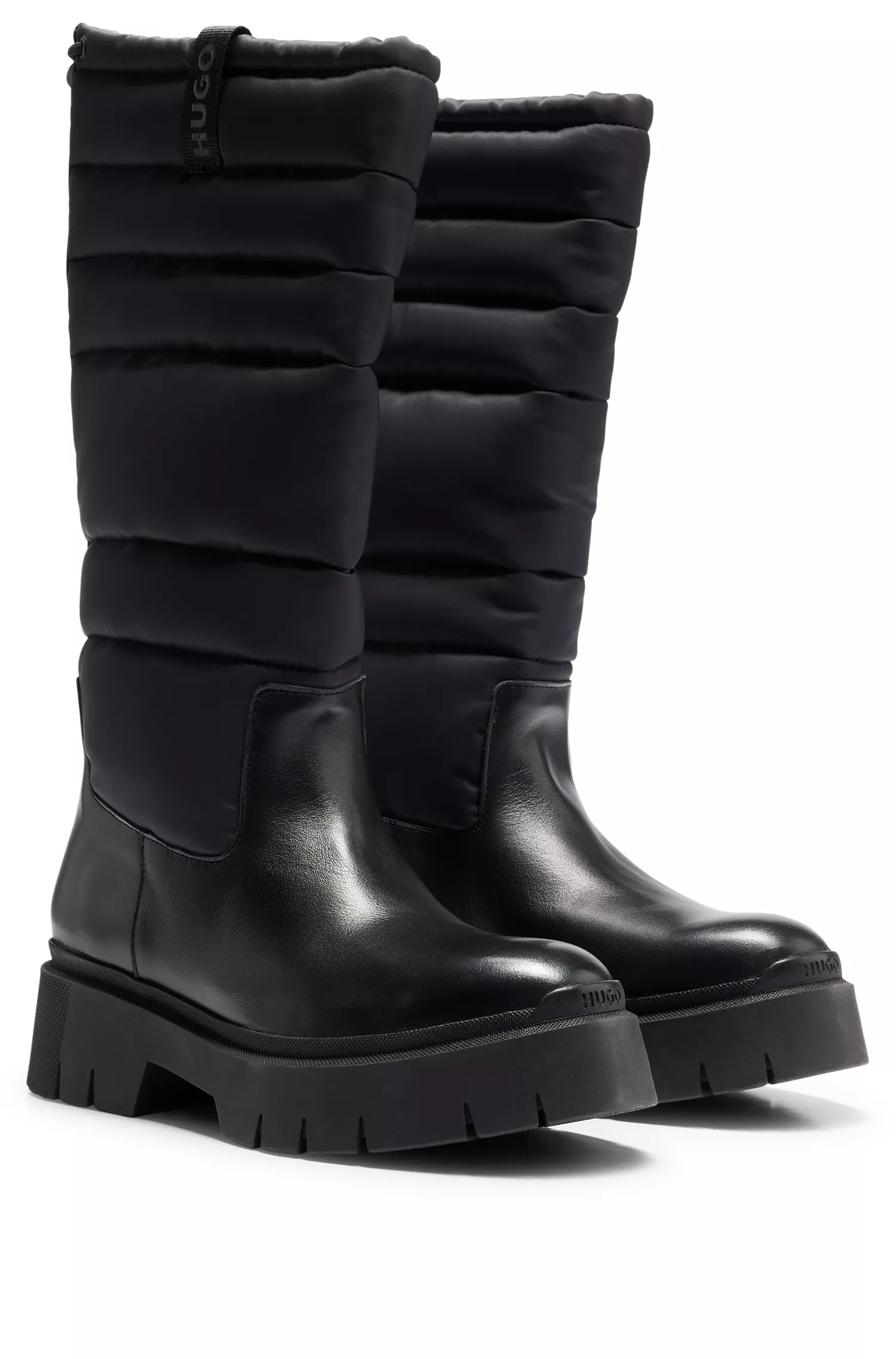 Botas HUGO vermelhas com sola robusta em materiais mistos com couro.