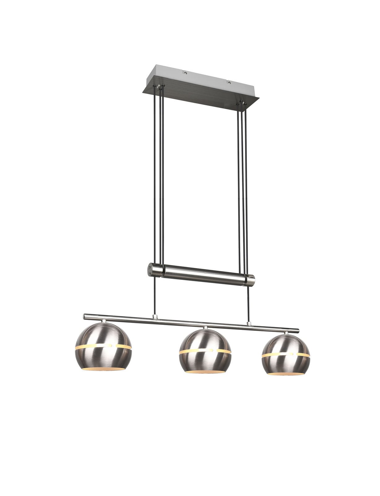 Fletcher Pendelleuchte grau, silber, 313300307, B/H/T: 75 / 150 / 15 cm, Metall