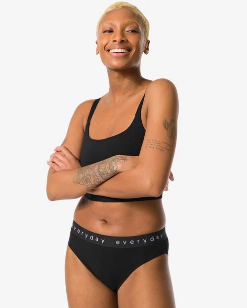 slip coton femme   noir