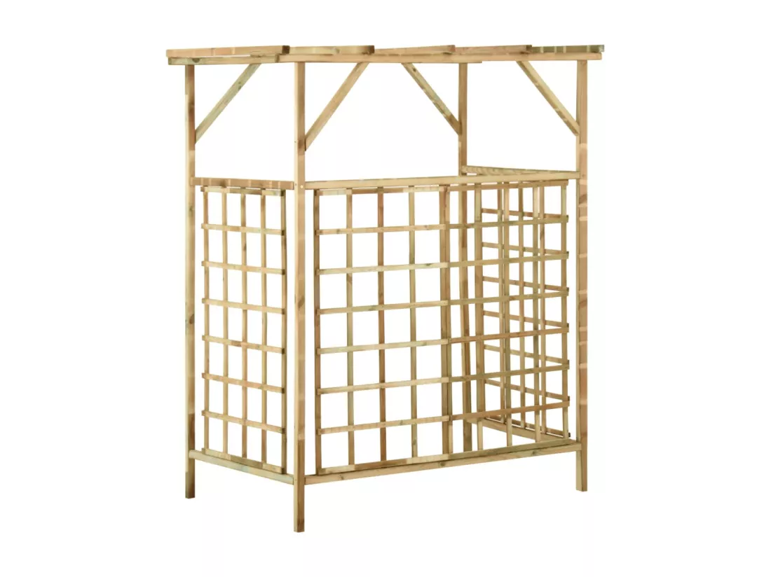 Pergola de jardin pour poubelles doubles Bois de pin imprégné