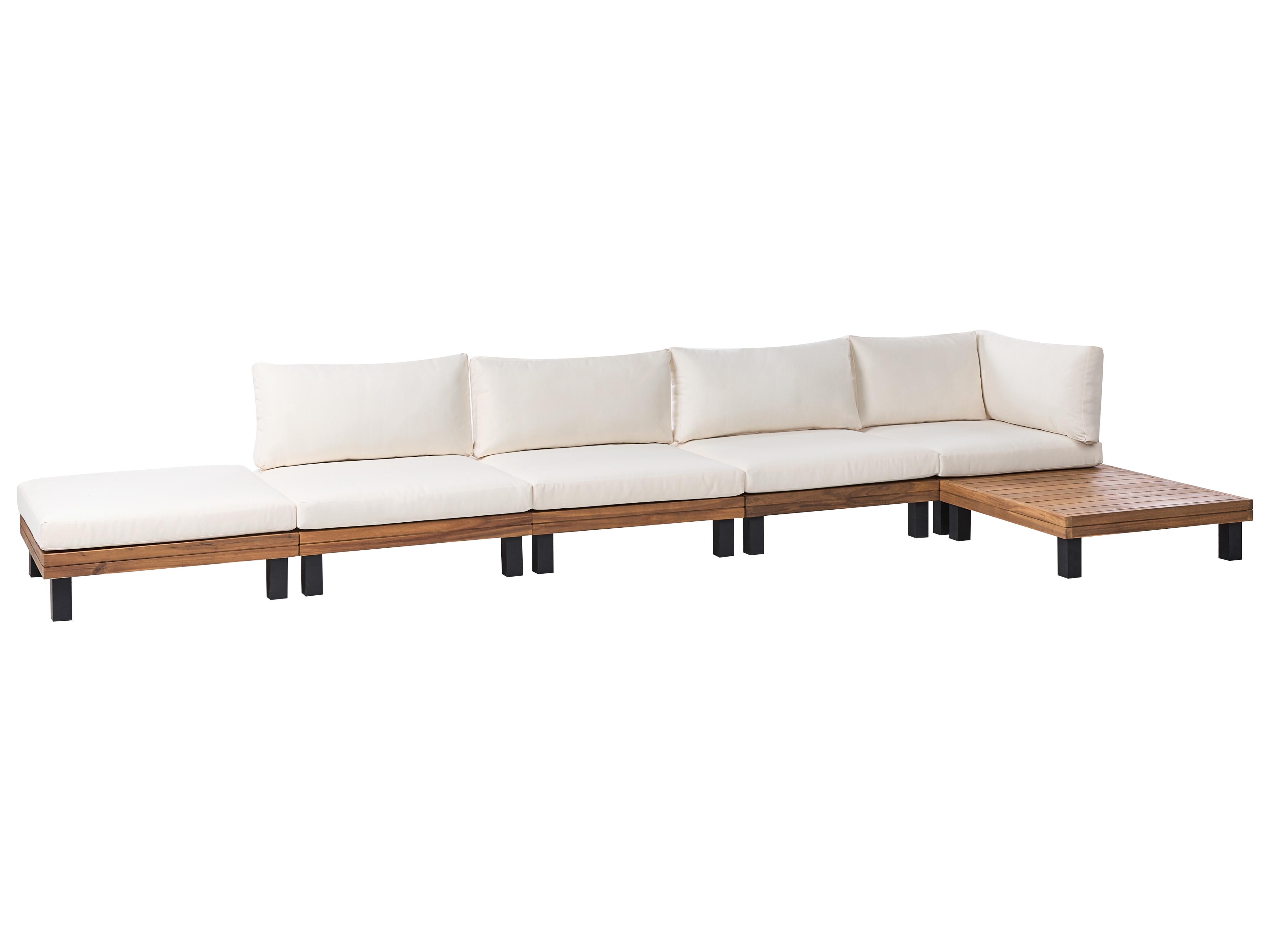Tuin hoekloungeset met tafel 5-zits FRAZZANO Gecertificeerd acaciahout Gebroken wit