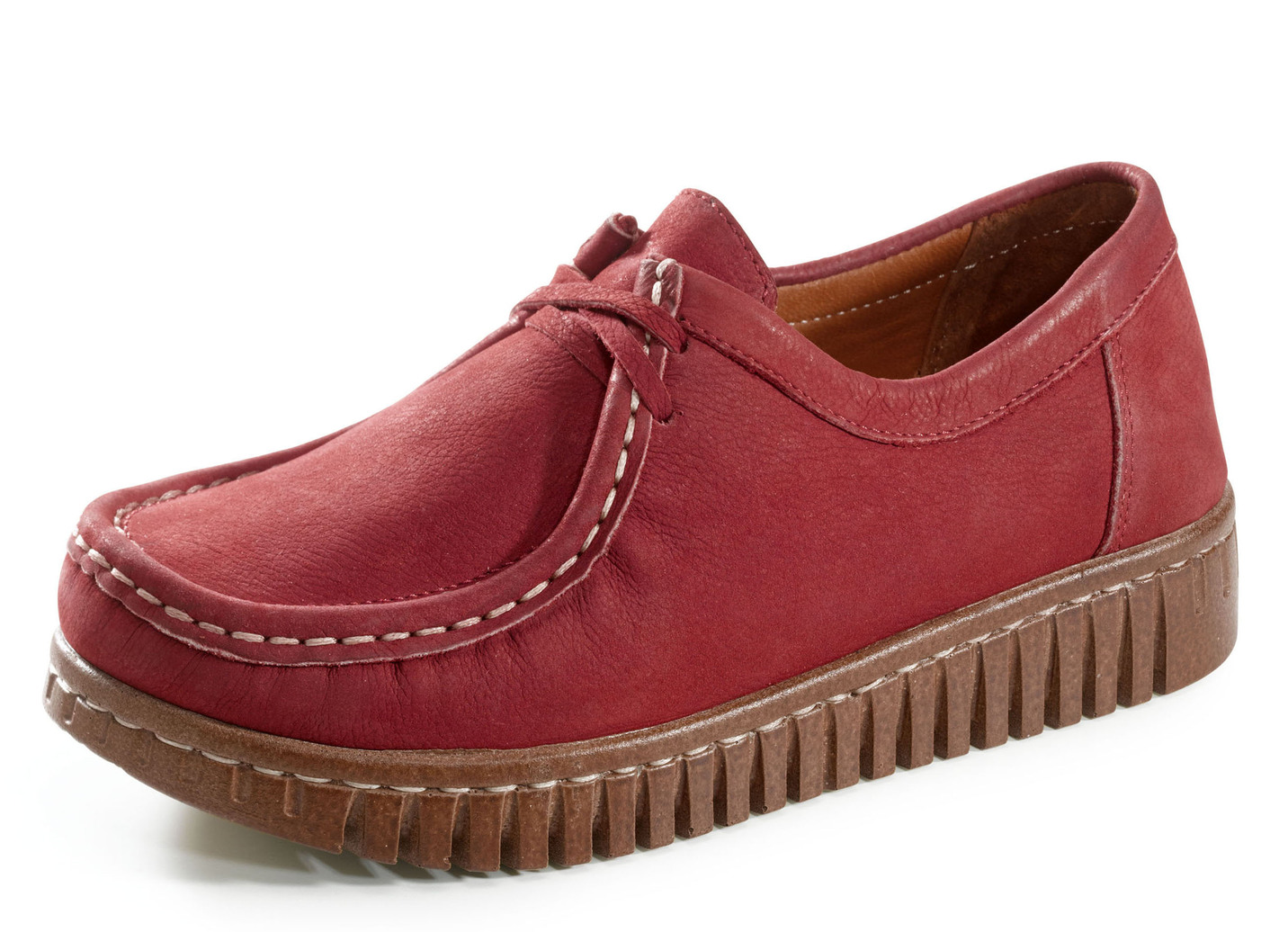 Mokassin-Schnürschuh aus Rind-Nubukleder