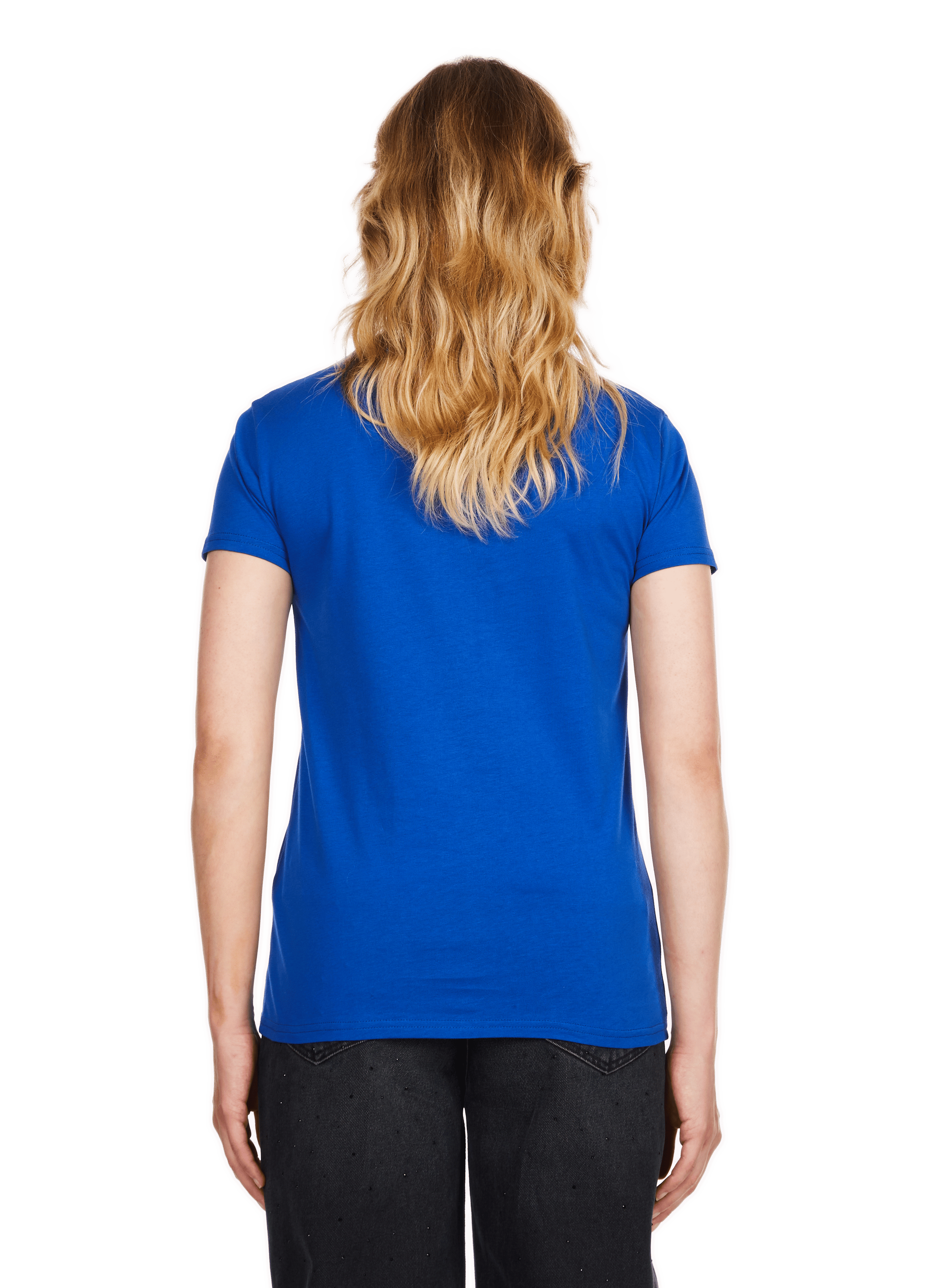 Tee-shirt col rond en coton | Bleu