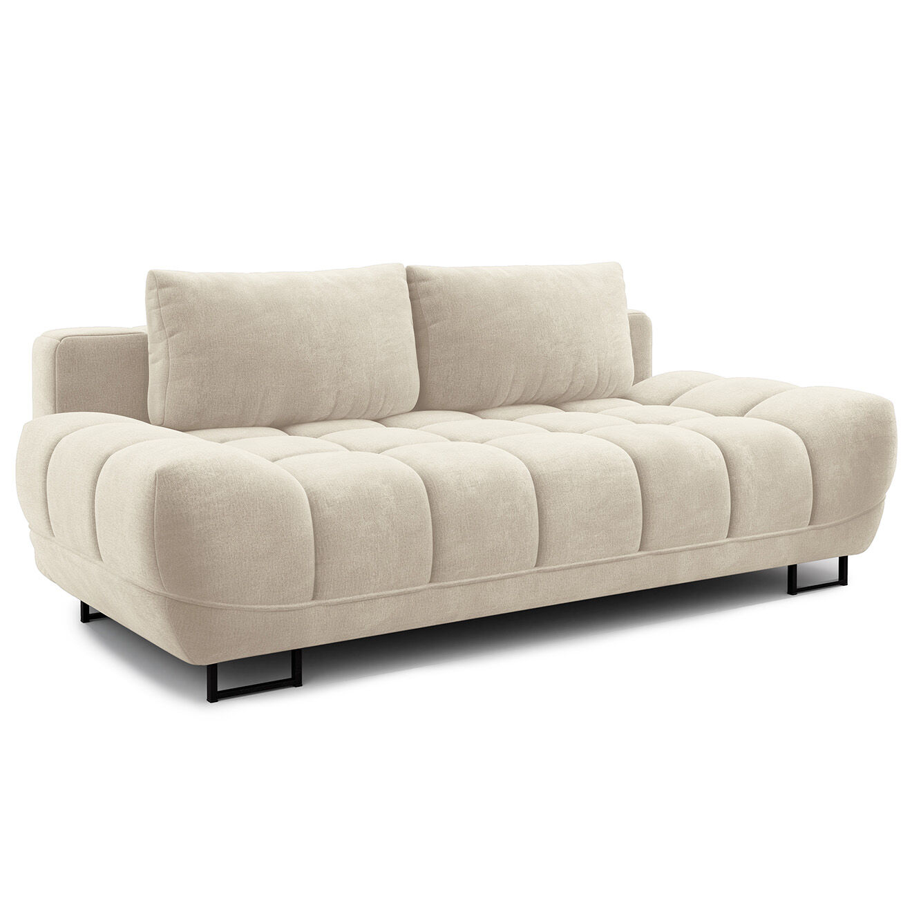 Windsor & Co Canapé Velours convertible avec Coffre de Rangement Cirrus beige - 215x112x90 cm
