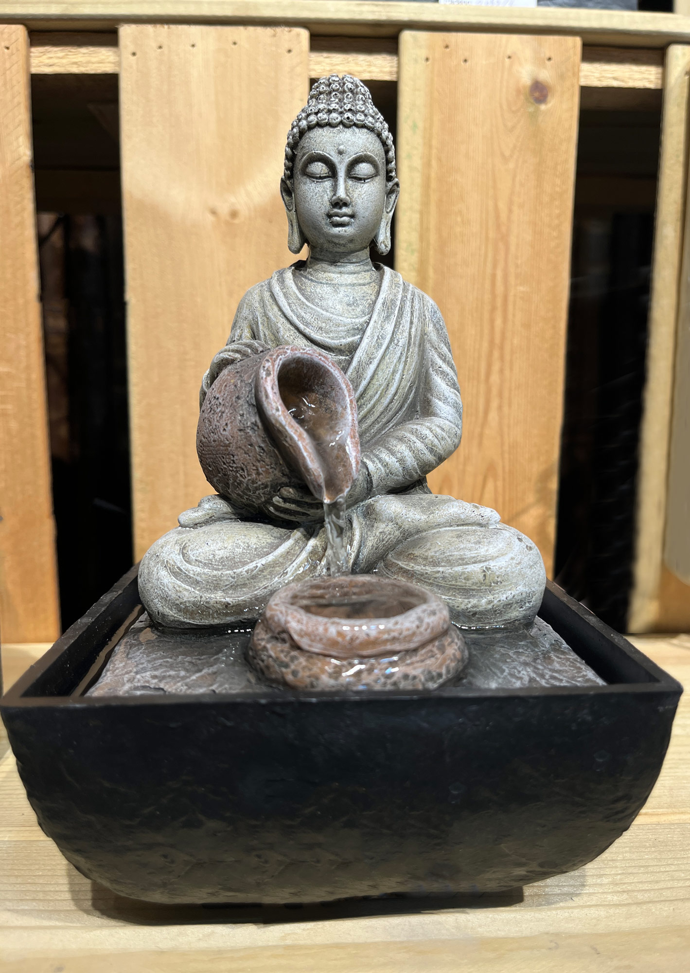 Indoor Wasserspiel 'Buddha', H 20 cm, B 13,5 cm, L 13,5 cm von fischer's lagerhaus