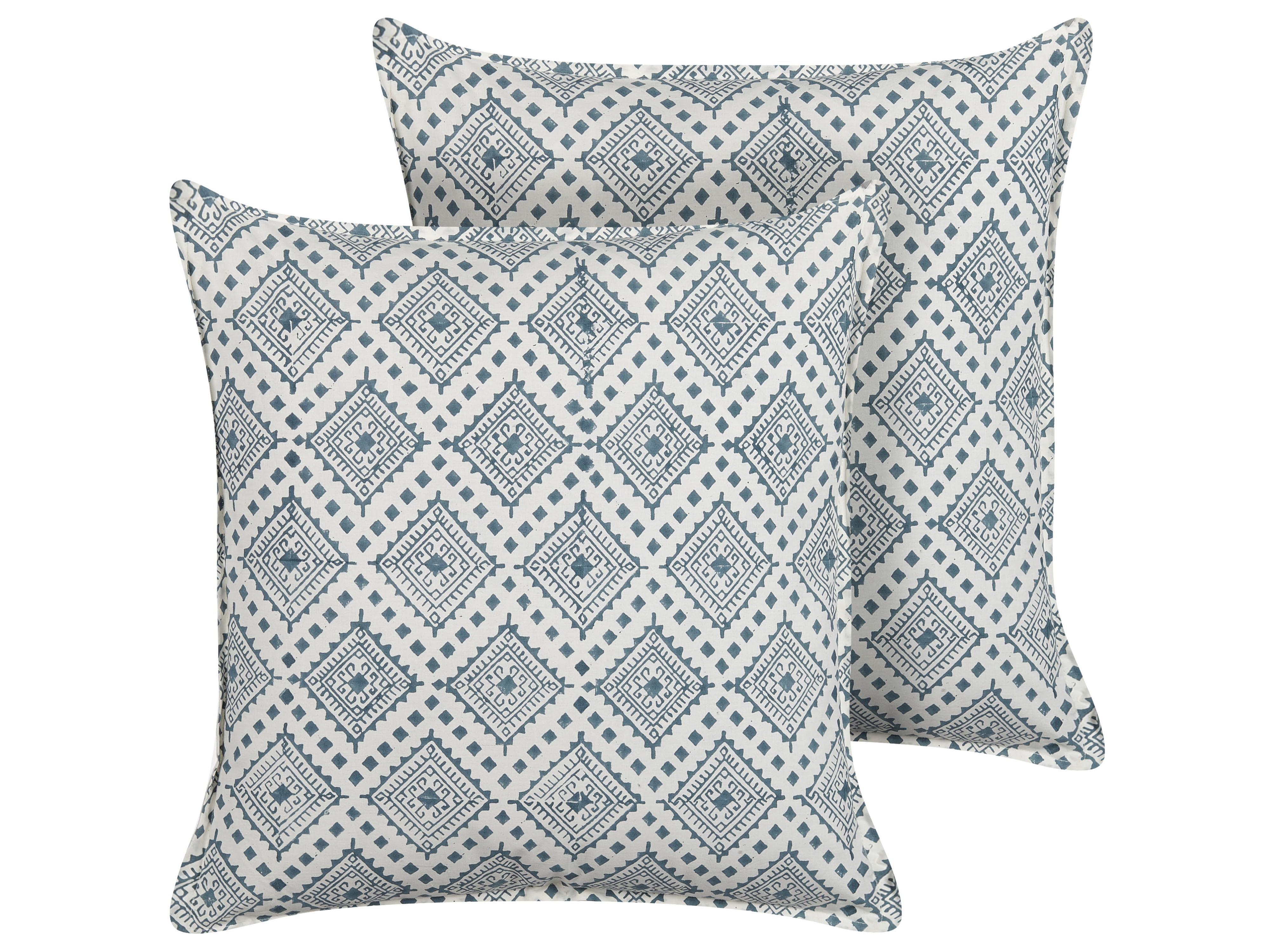 Set van 2 sierkussens CORDATA Katoen 45 x 45 cm Blauw oosters patroon
