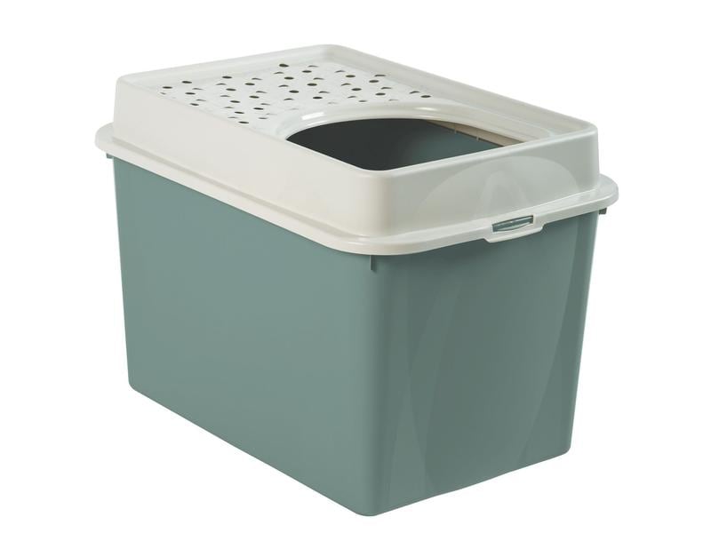 Rotho Katzentoilette Berty Eco, Grün – Sand Modernes Katzenklo aus recyceltem Kunststoff
