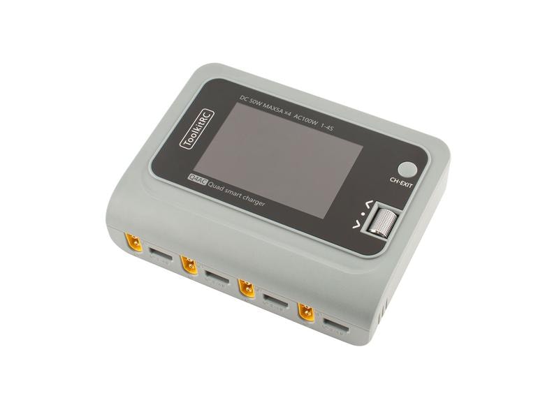 ToolkitRC Quad-Ladegerät Q4AC XT60 100W, 1-4S Modellbau Ladegerät mit 4 Anschlüssen