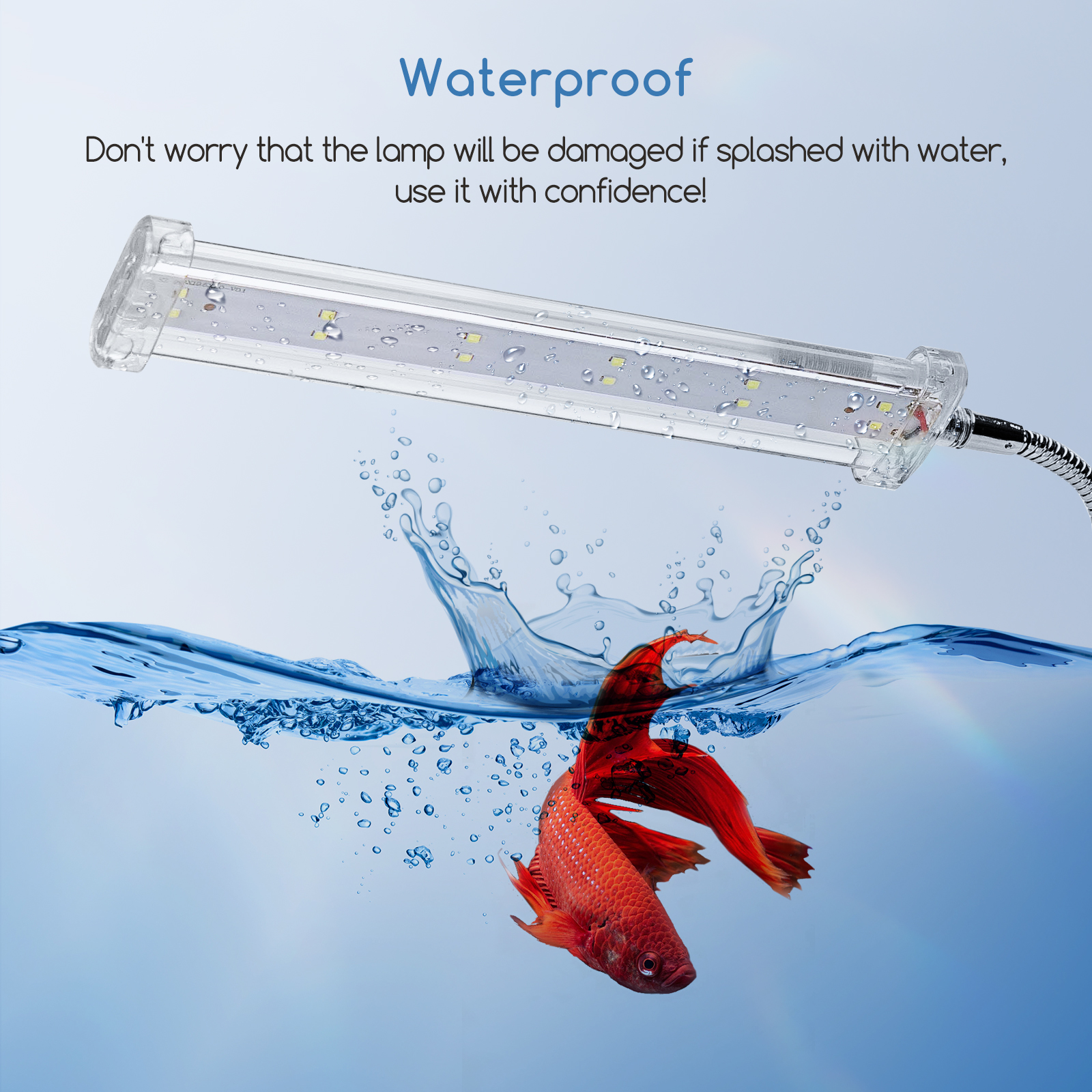 Nobleza - Luminária LED para Aquário, Lâmpada Fina e Impermeável para Aquário Plantado, Luminária LED Branca com Clipe Potente (6W 23CM, Branca)