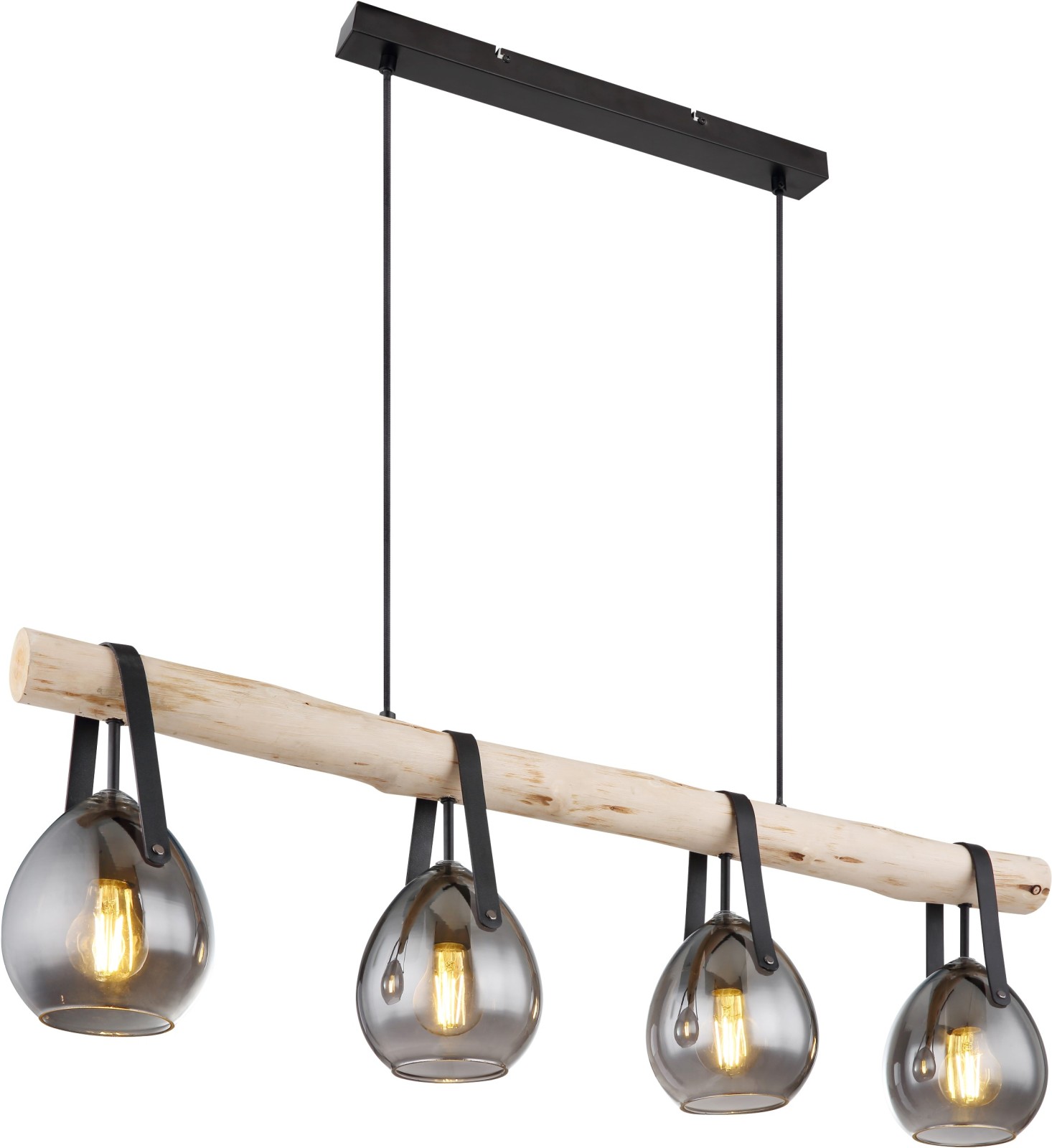 Pendelleuchte - schwarz matt - natur - 117 cm hoch