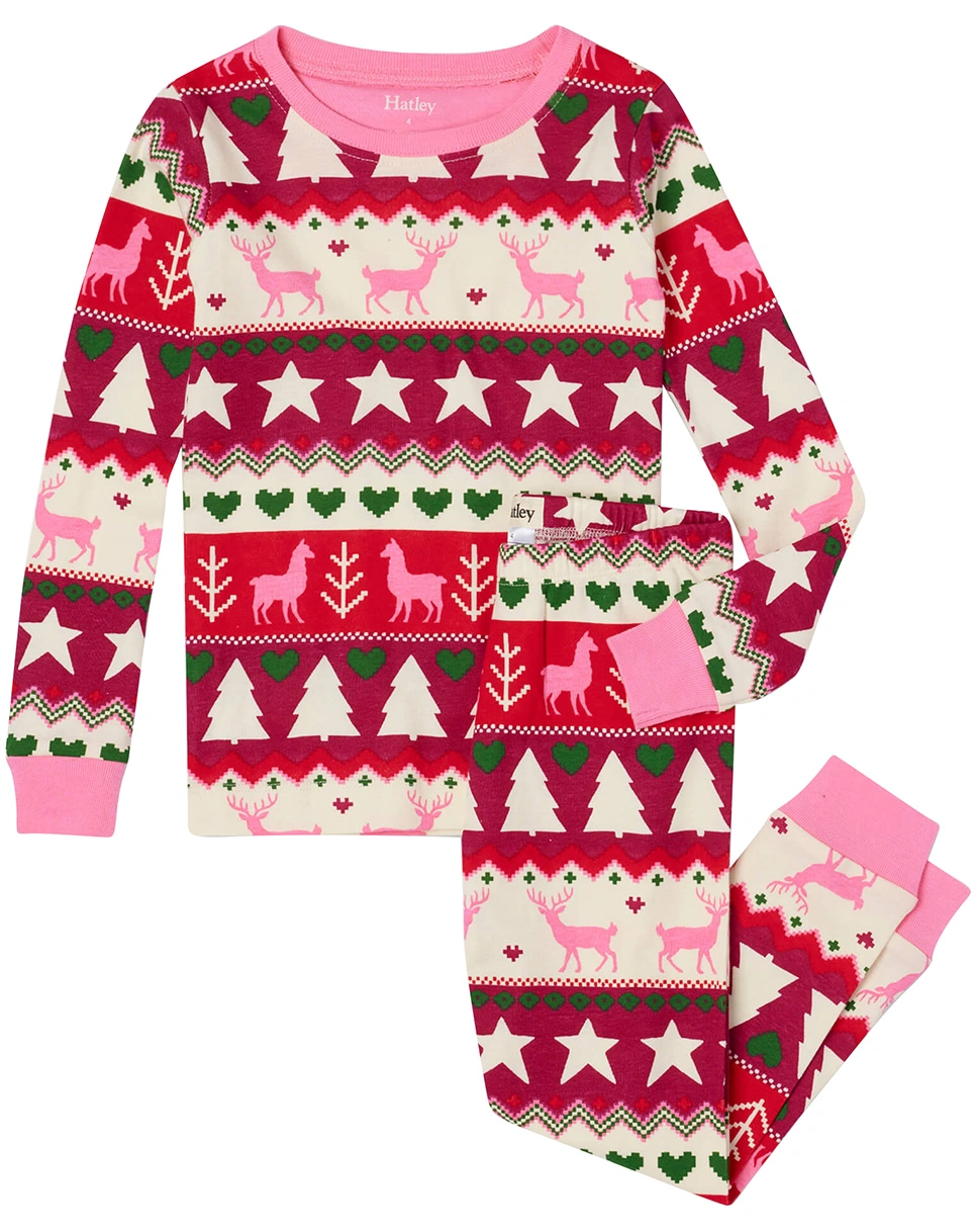 Schlafanzug lang HOLIDAY FAIR ISLE in magenta