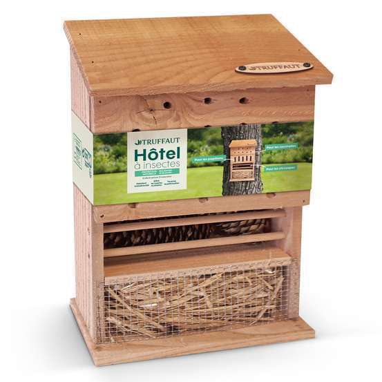 Hôtel à insectes, en bois Douglas: Tour 4 étages L21 x P12 x H38cm