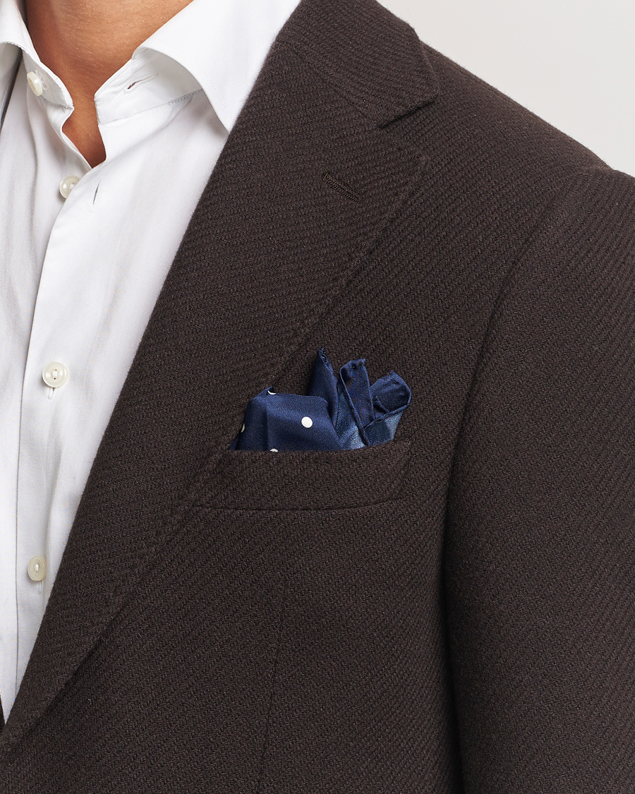 Morris Dot Pocket Square Navy