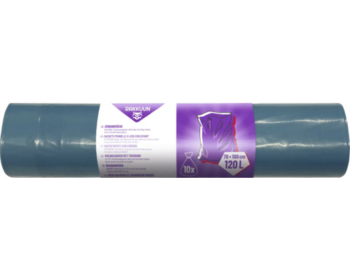 RAKKUUN vuilniszakken met trekkoord, 120 l, blauw, 10 stuks