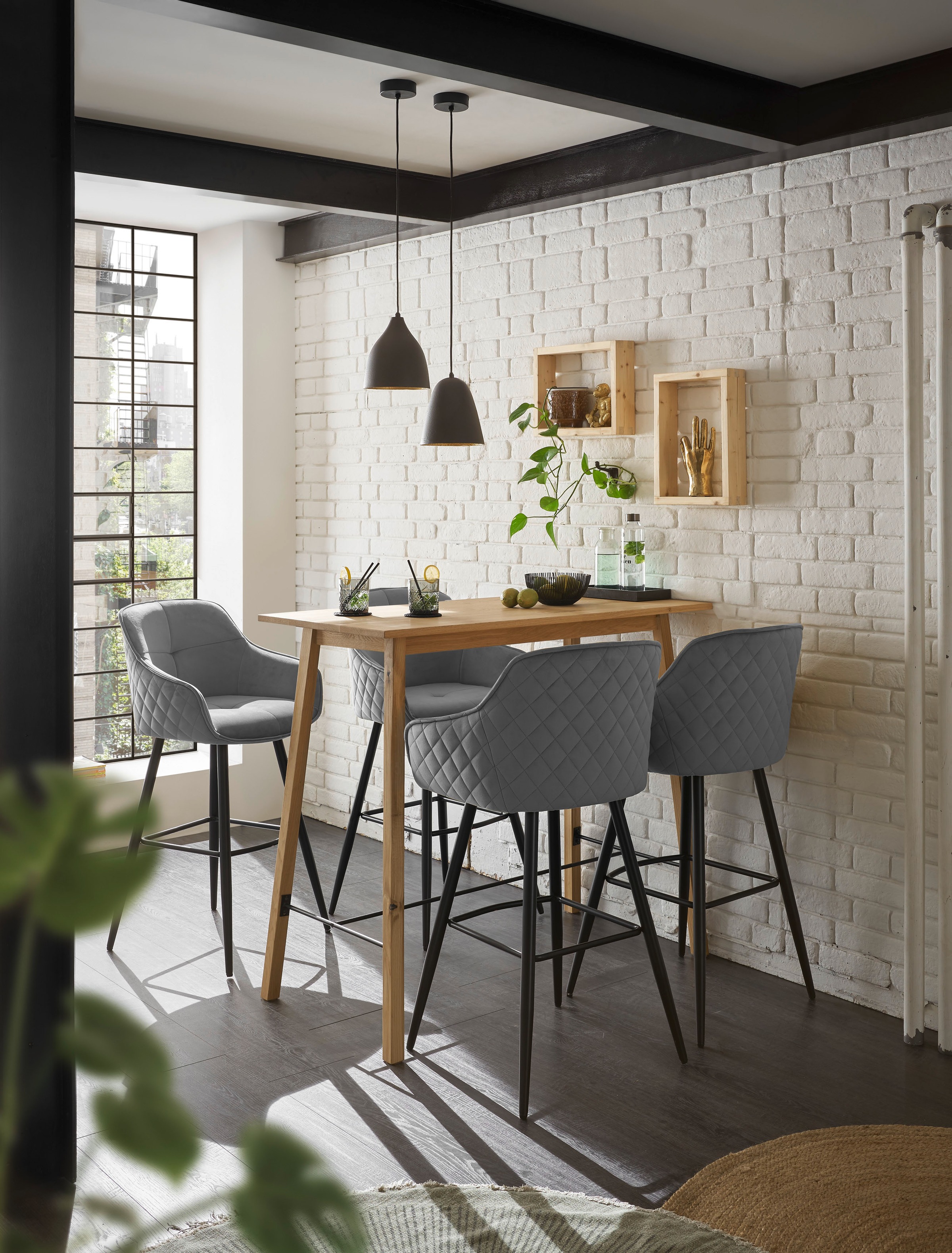 Stolkom Bartisch »Jules Eiche Massivholz geölt, Hochtisch BxHxT 120x104x60 cm« Skandi Look Eiche Massivholz geölt durchgehende Lamelle