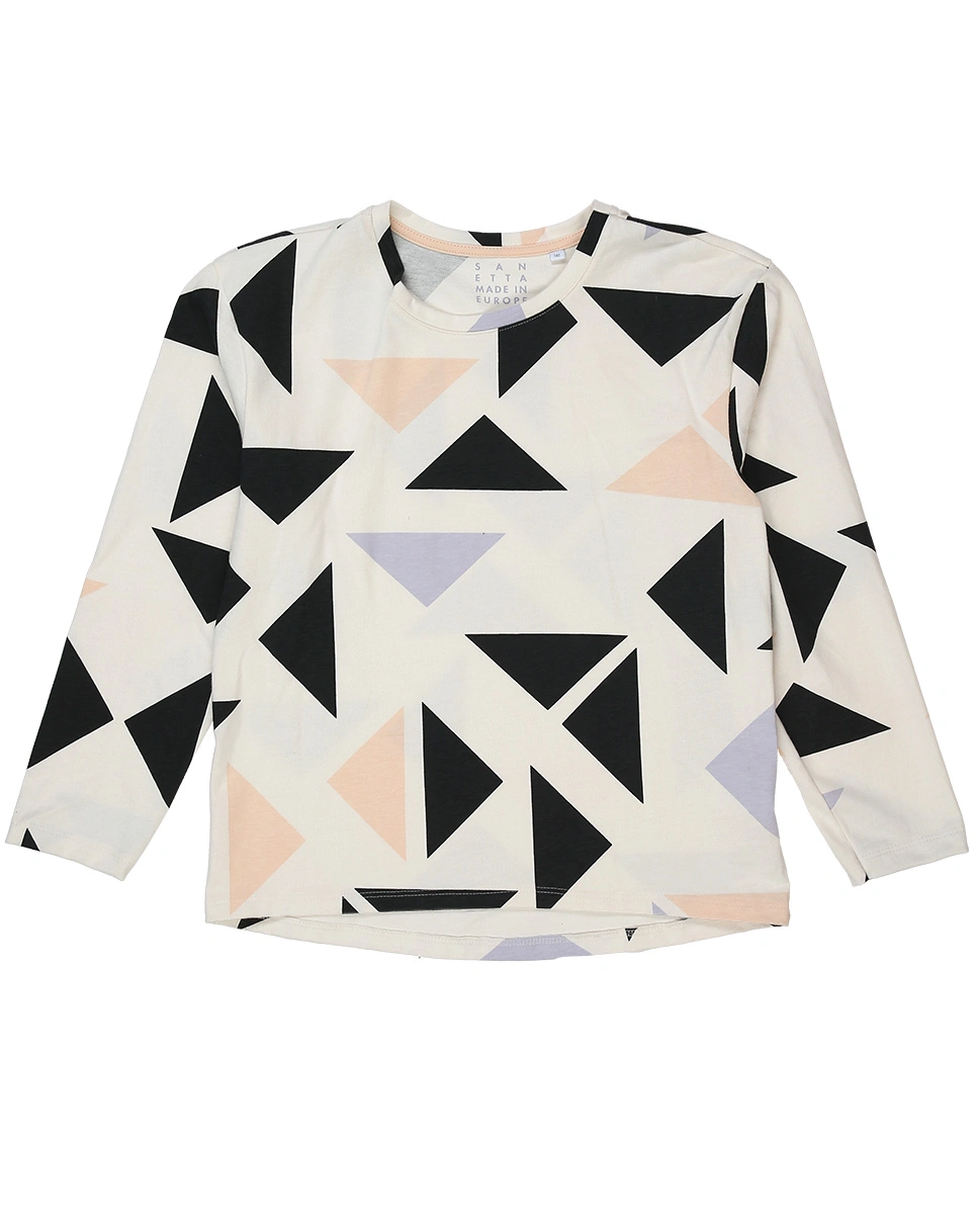 Schlafanzug lang GEOMETRIC in white whisper