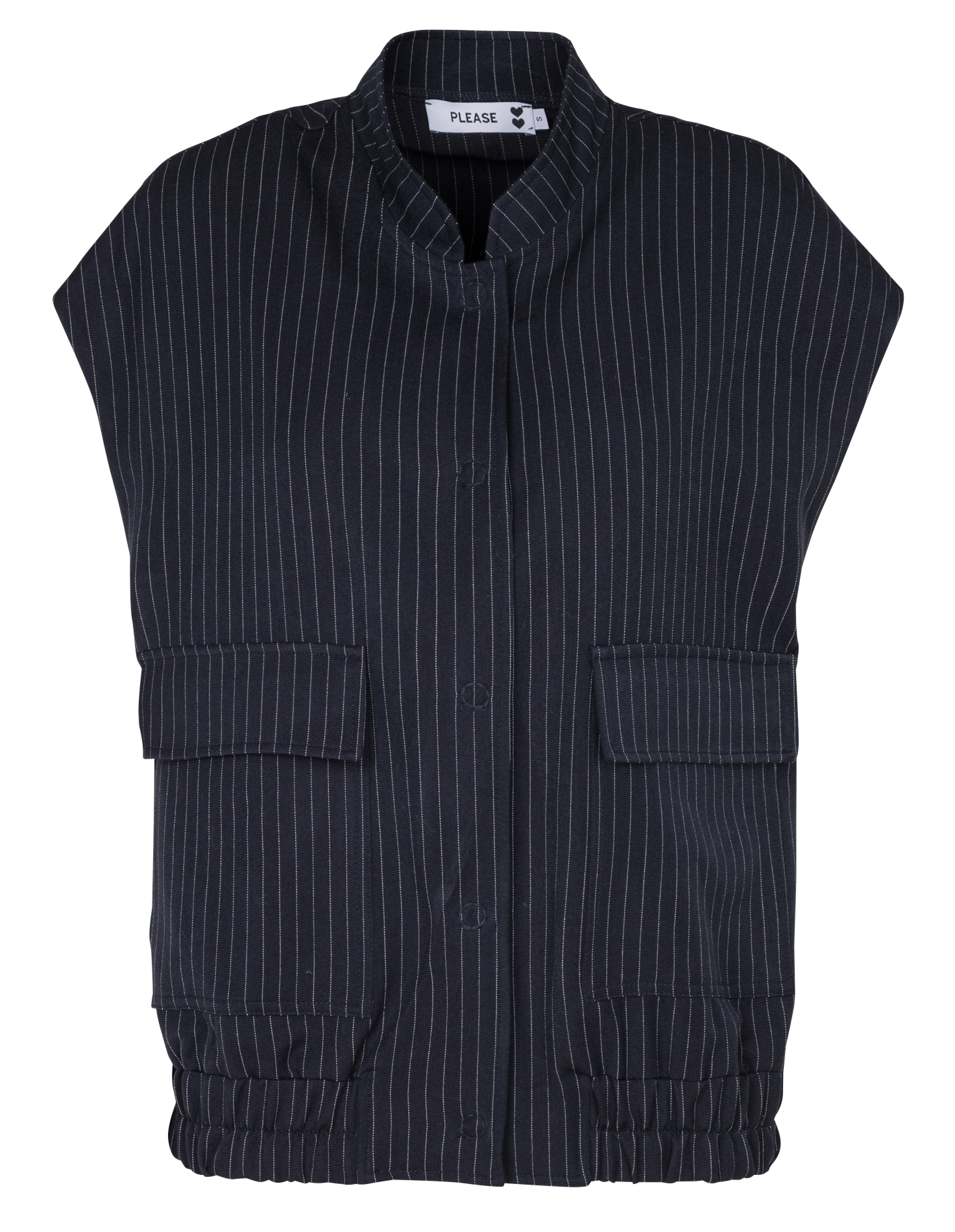 Gilet col mao ample à rayures | Bleu
