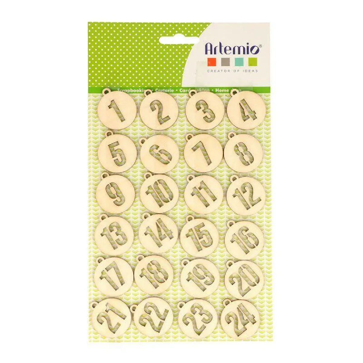 Artemio Autocollants Chiffres ronds en bois - Calendrier de l'Avent