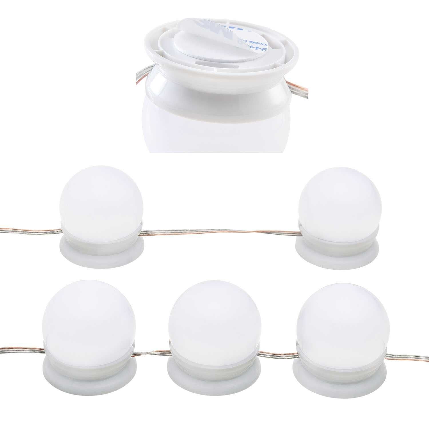 Juskys Schminktisch Lichterkette 8 W - 10 LED Lampen & USB - 3 Farbtemperaturen - Beleuchtung - Weiß