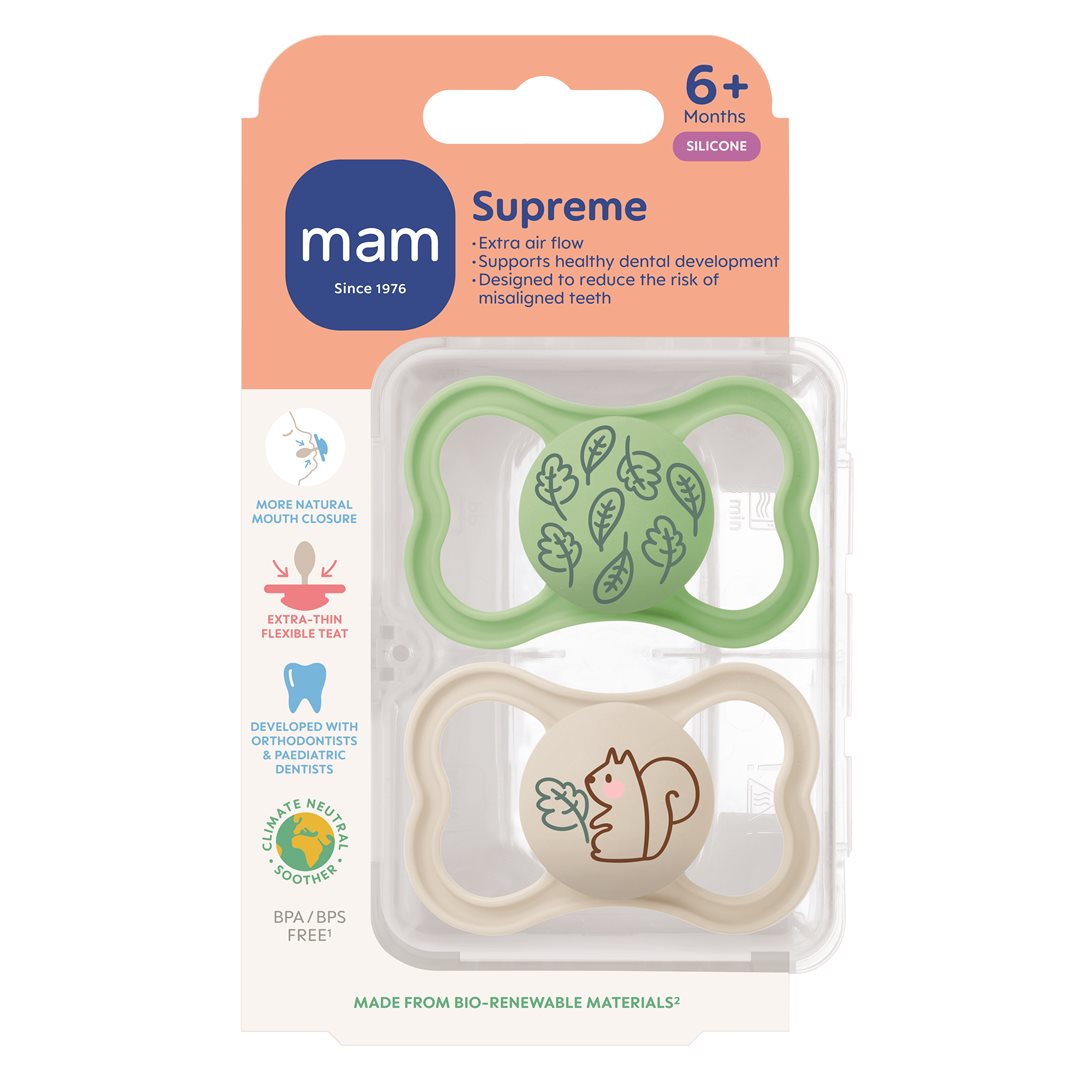 MAM Supreme Nuggi Silikon 6-16 Monate 2 Stk