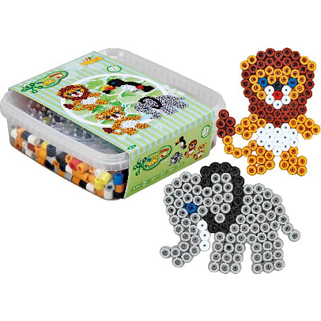 Hama Maxi 600 perler og 2 stiftplader - løve og elefant