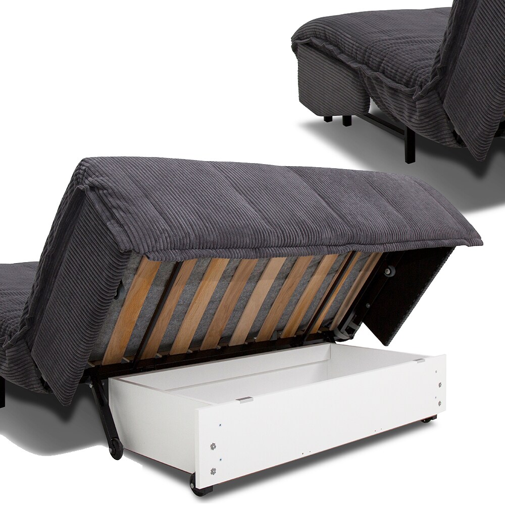VitaliSpa Schlafsofa mit Bettkasten Malta, Grau, Klappcouch mit Schlaffunktion