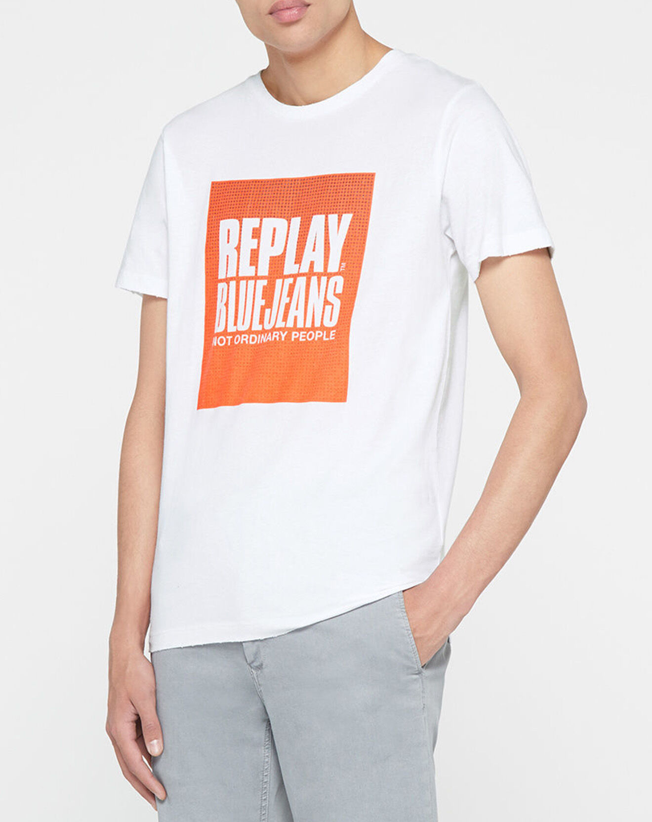 Replay T-Shirt box logo blanc