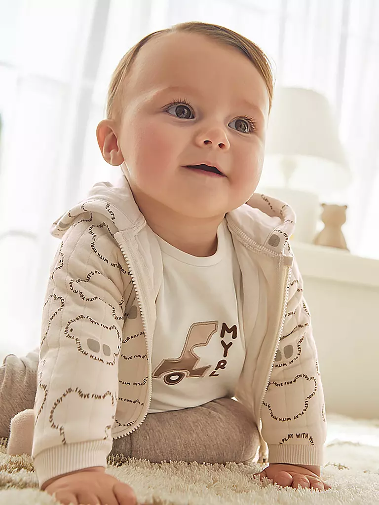MAYORAL Baby Set 3-teilig Sweatjacke, Langarmshirt und Hose beige