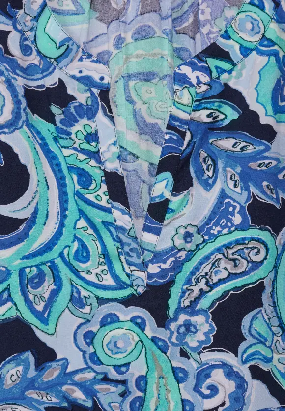 Print Blusenshirt - intense aqua