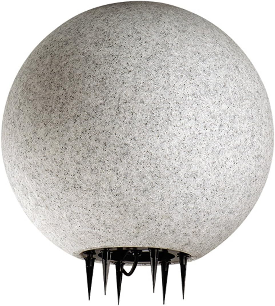 Stone IP65 Kugelleuchte für Garten - 3er Set 20+30+40 cm Kugel Außenleuchte Naturstein Optik E27 230V - mit LED 9W - Erdspieße - außen