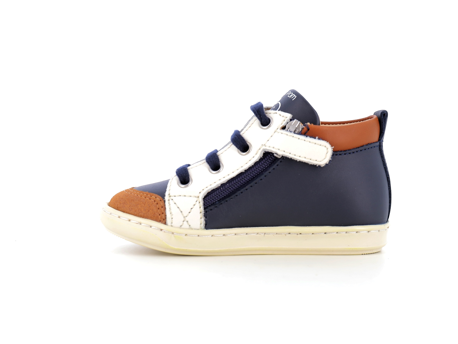 Shoopom-BOUBA BI ZIP Cuir Marine-Blanc