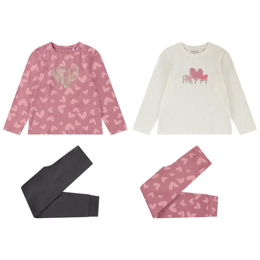 Lot de 2 pyjamas 2 pièces en jersey pour fille - Fuchsia