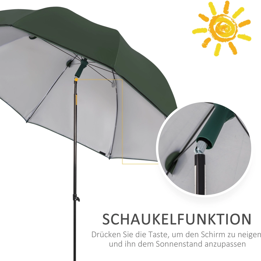 Outsunny Sonnenschirm mit Bodennagel grün