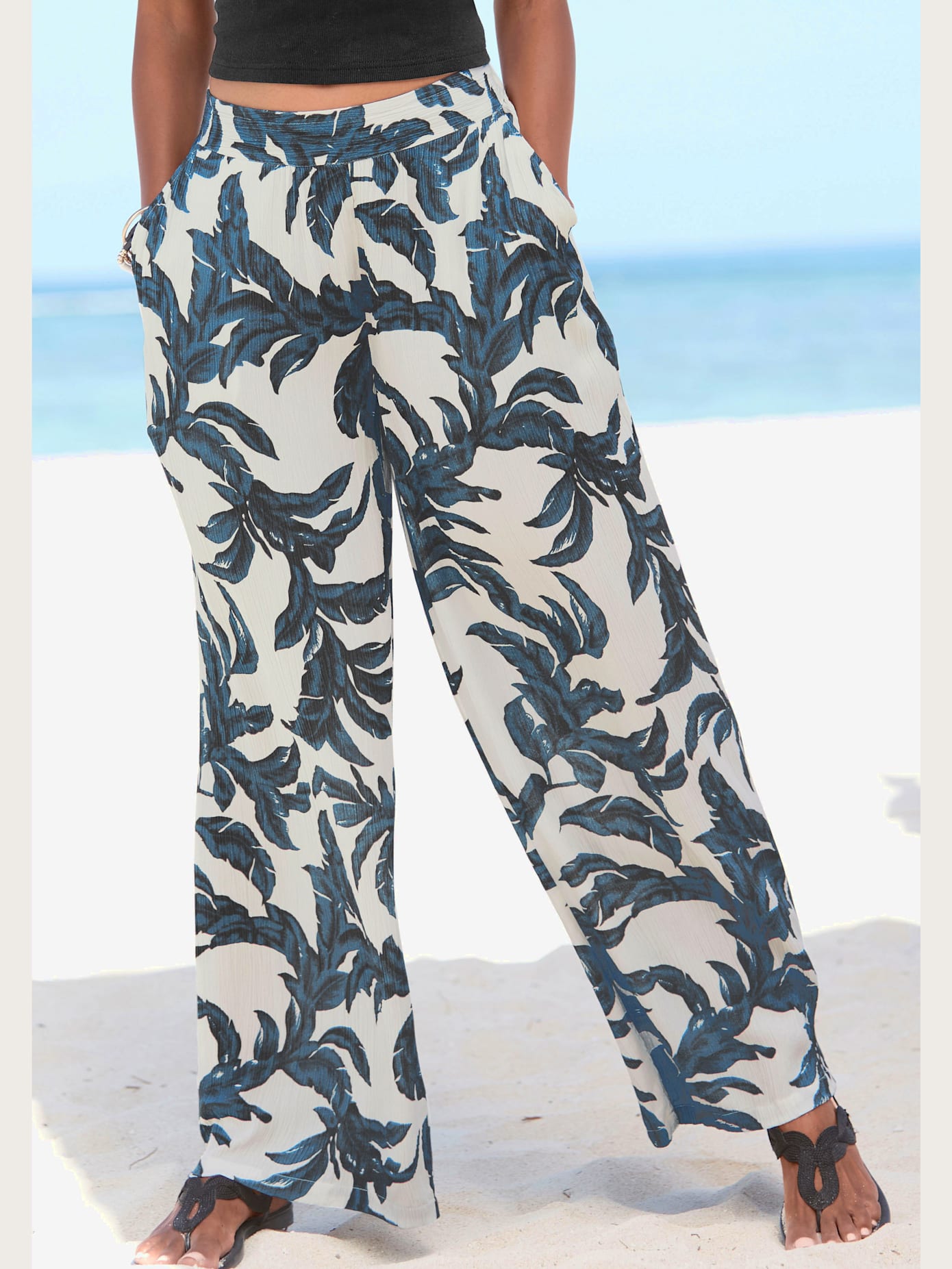 Pantalon ceinture lisse devant
