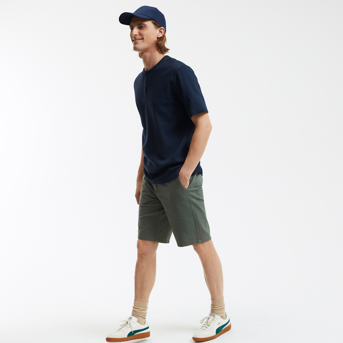 COLEÇÃO LA REDOUTE<br>Camiseta com gola túnica e mangas curtas