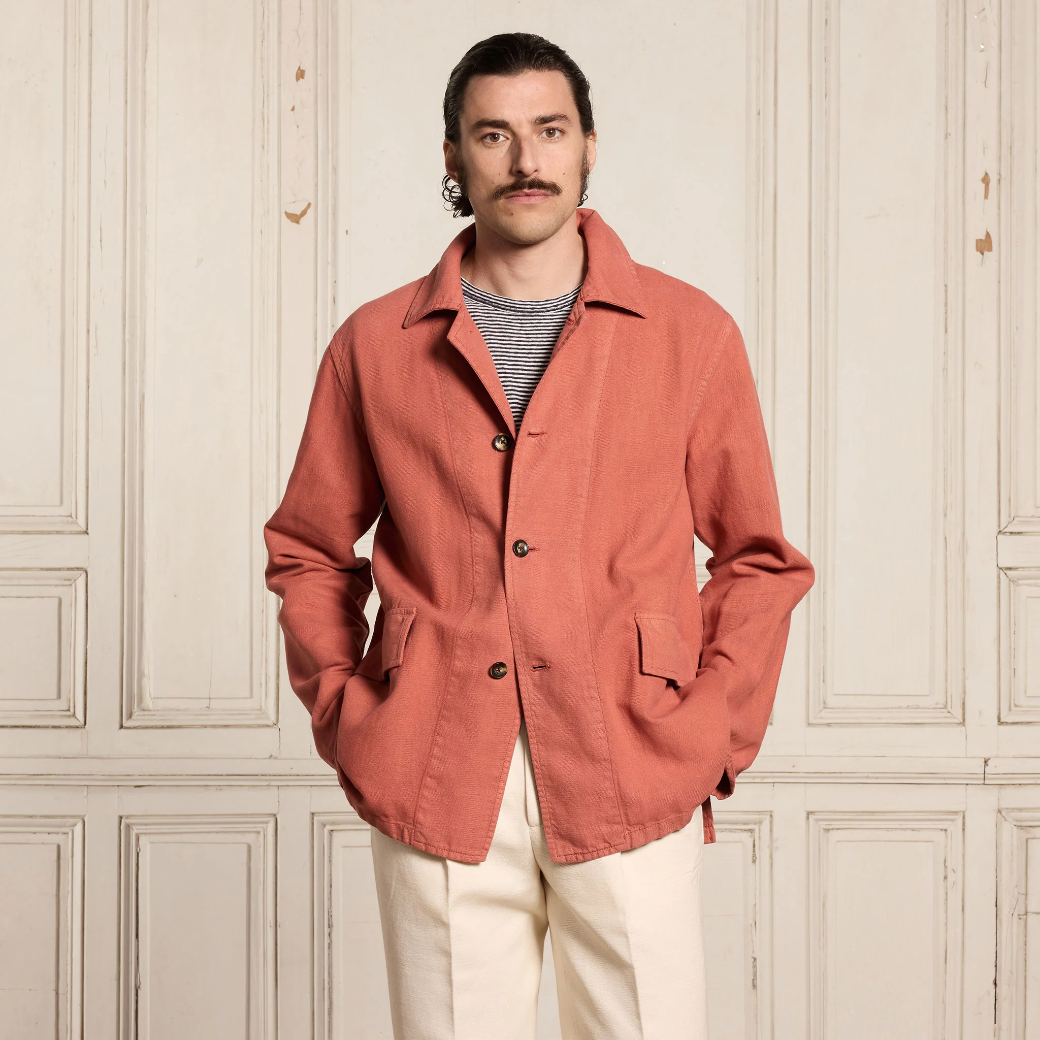 Coral cotton and linen work jacket