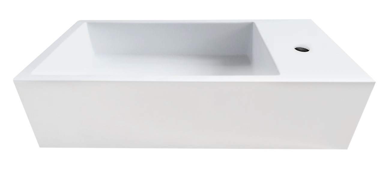 Fontana Alaska toiletmeubel mat zwart 40x22cm met solid surface fontein rechts