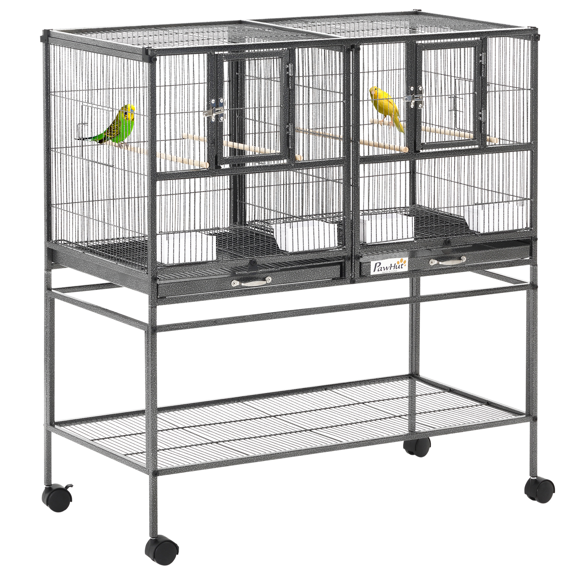 Gaiola dupla individual de metal PawHut para pássaros pequenos