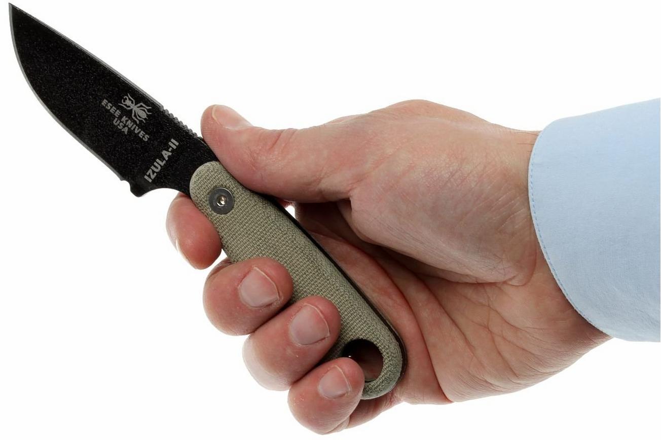 ESEE Izula II black IZULA-II-B survivalmes met zwarte schede   riemclip