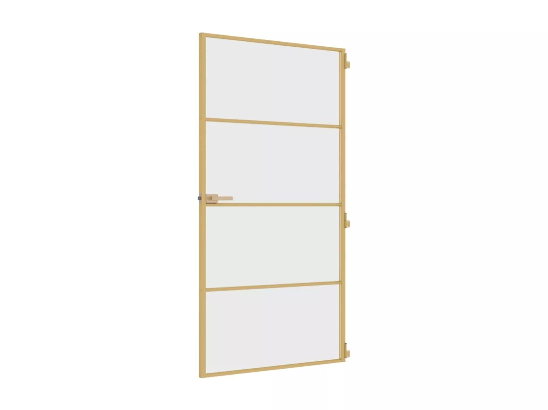 Porte intérieure mince doré verre trempé aluminium