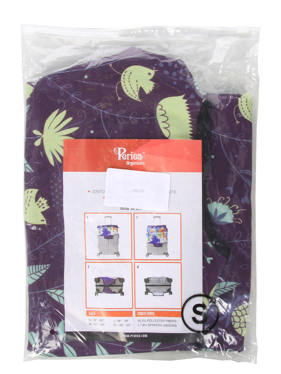 Housse de valise Periea Purple with Yellow Birds S