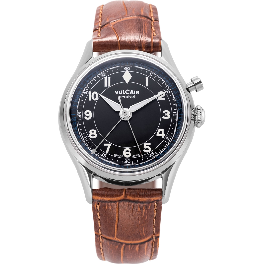 Vulcain Cricket Classique 36mm Black & White Steel Caseback