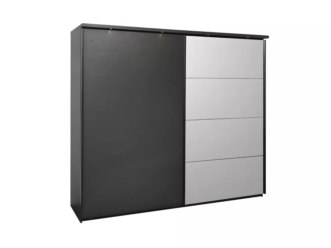 Chambre complète 140x190/200 cm à led Bois Noir - UNYS n°2